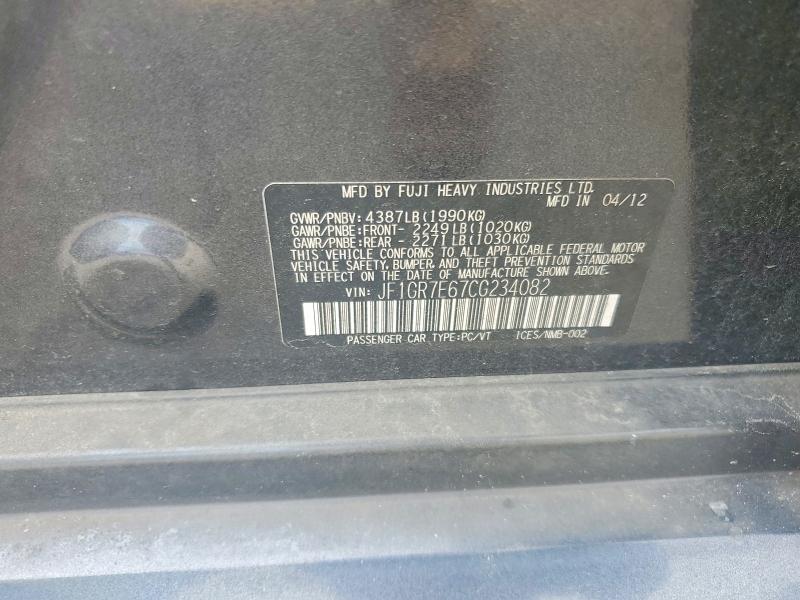 Aukcja sprzedaży 2012 Subaru Impreza, vin: JF1GR7E67CG234082, numer aukcji: 59994226