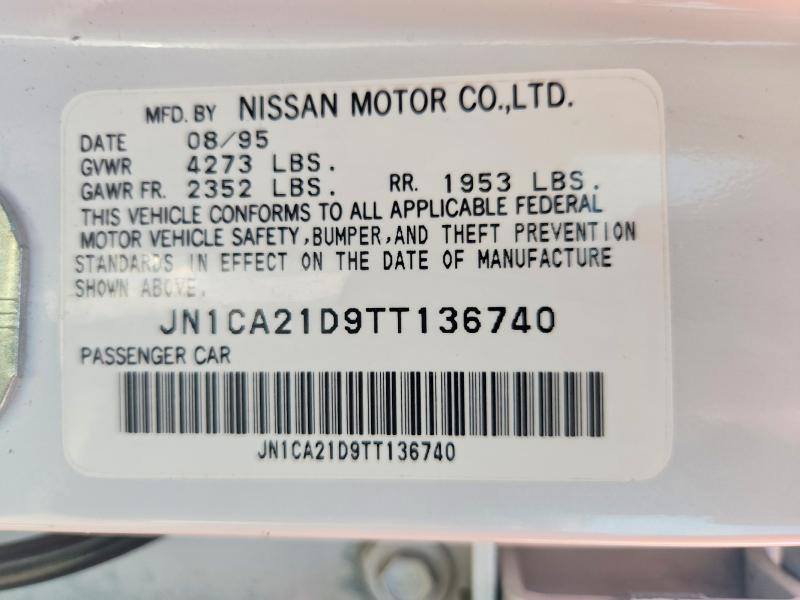 1996 Nissan Maxima მანქანა იყიდება აუქციონზე, vin: JN1CA21D9TT136740, აუქციონის ნომერი: 62445316