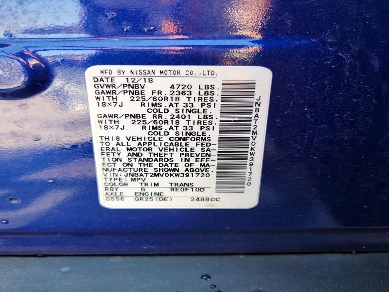 Aukcja sprzedaży 2019 Nissan Rogue, vin: JN8AT2MV0KW391720, numer aukcji: 61896286