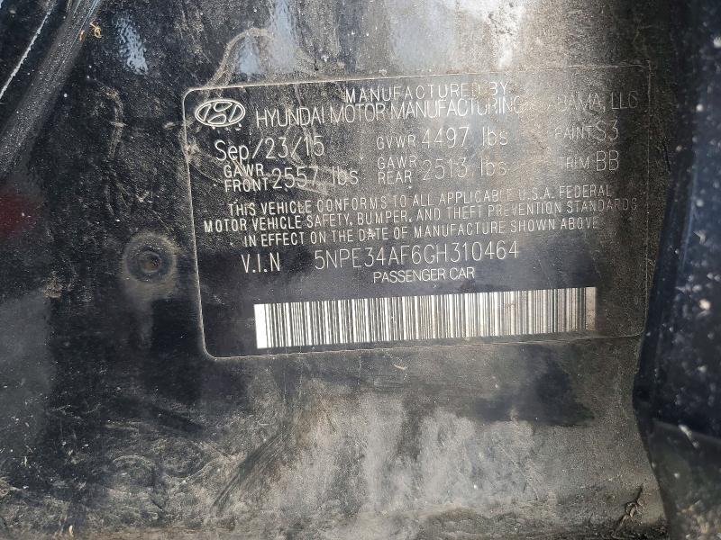 2016 Hyundai Sonata მანქანა იყიდება აუქციონზე, vin: 5NPE34AF6GH310464, აუქციონის ნომერი: 59915606