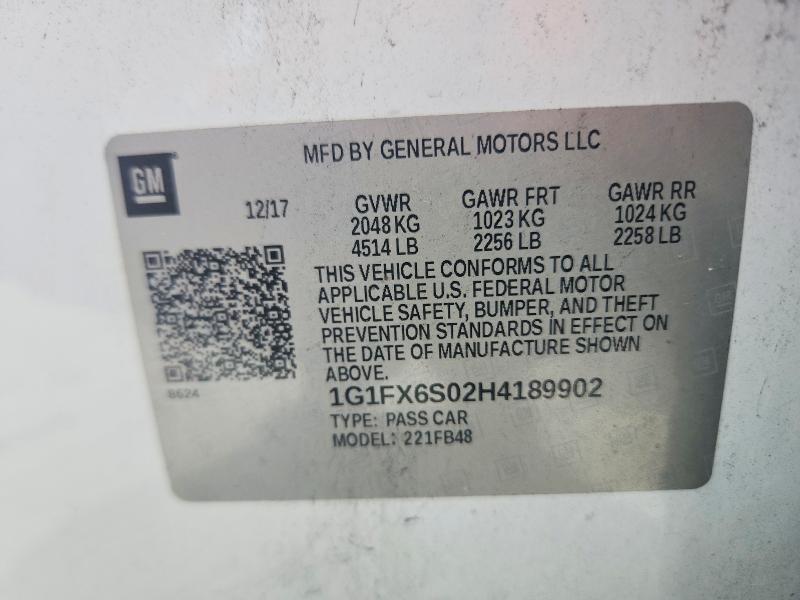 Продажа на аукционе авто 2017 Chevrolet Bolt Ev, vin: 1G1FX6S02H4189902, номер лота: 62402066