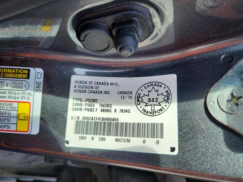 58382656 :رقم المزاد ، 2HGFA1F41BH005845 vin ، 2011 Honda Civic مزاد بيع