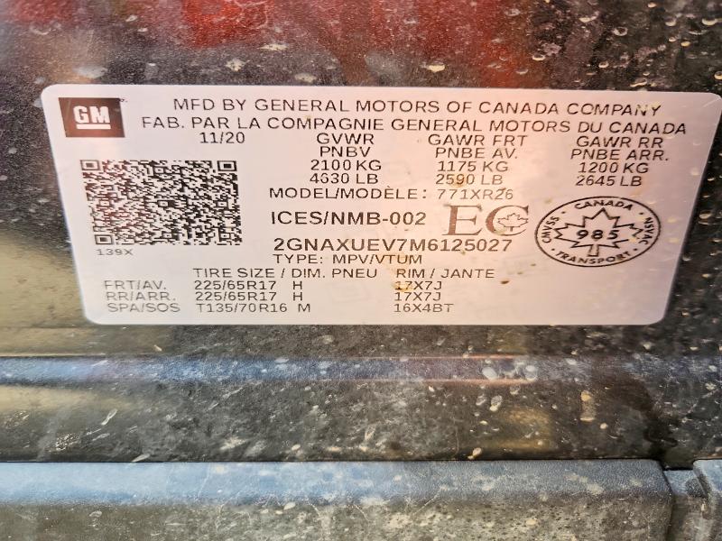 Продажа на аукционе авто 2021 Chevrolet Equinox, vin: 2GNAXUEV7M6125027, номер лота: 76293765