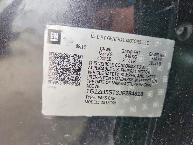 60314046 :رقم المزاد ، 1G1ZB5ST3JF284818 vin ، 2018 Chevrolet Malibu مزاد بيع