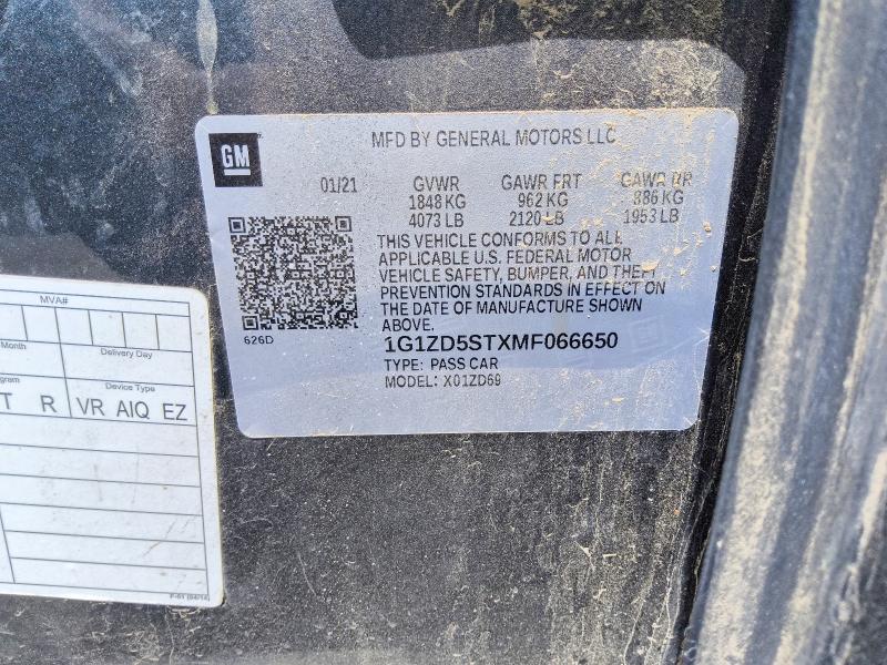 61543506 :رقم المزاد ، 1G1ZD5STXMF066650 vin ، 2021 Chevrolet Malibu مزاد بيع