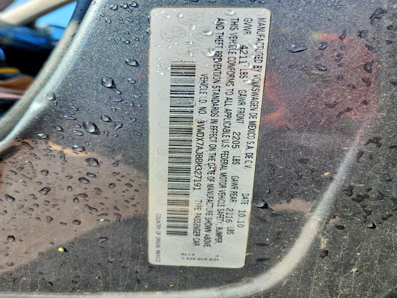 2011 Volkswagen Jetta მანქანა იყიდება აუქციონზე, vin: 3VWDX7AJ8BM327191, აუქციონის ნომერი: 60434646