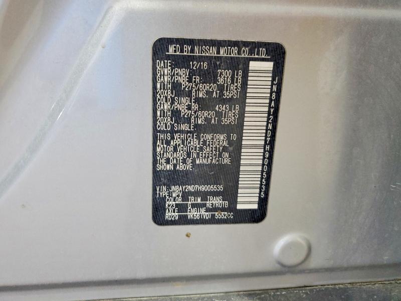 Продажа на аукционе авто 2017 Nissan Armada, vin: JN8AY2ND7H9005535, номер лота: 63114066