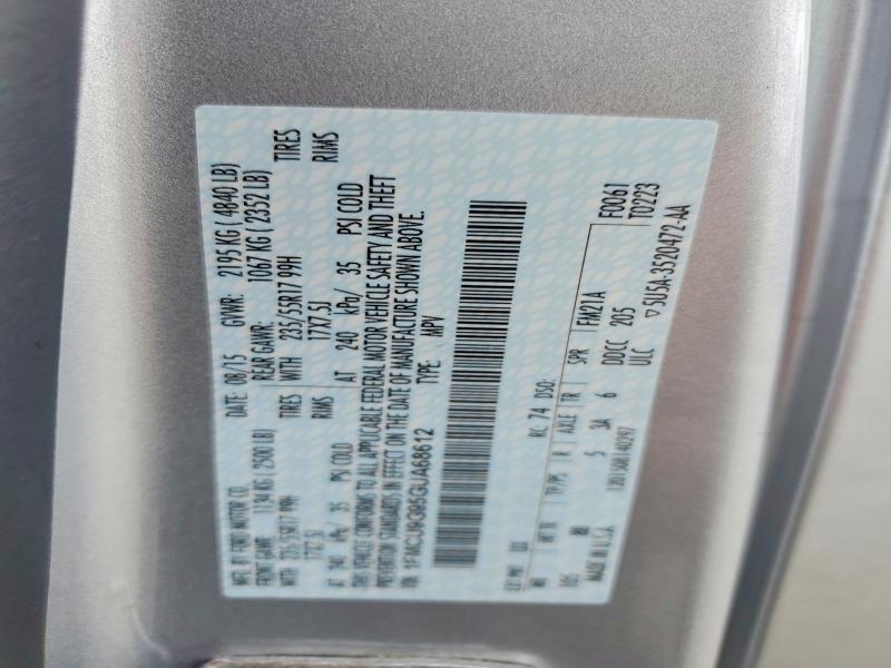 Aukcja sprzedaży 2016 Ford Escape, vin: 1FMCU9G95GUA68612, numer aukcji: 59728886