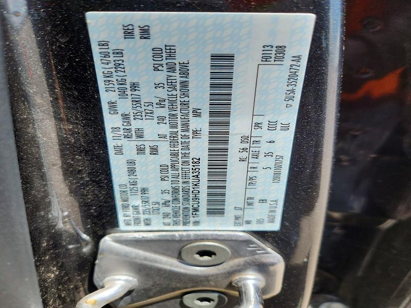 61218006 :رقم المزاد ، 1FMCU9HD1KUA35182 vin ، 2019 Ford Escape مزاد بيع