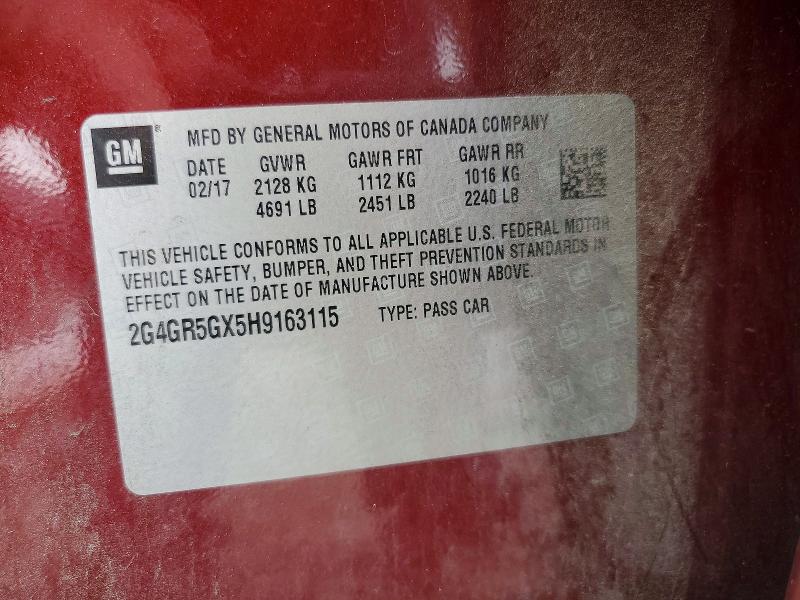 Продажа на аукционе авто 2017 Buick Regal, vin: 2G4GR5GX5H9163115, номер лота: 74513795