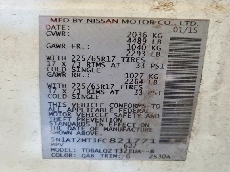 Продаж на аукціоні авто 2015 Nissan Rogue, vin: 5N1AT2MT3FC821771, номер лоту: 59875506