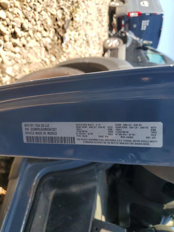 2021 Ram Promaster 3500 მანქანა იყიდება აუქციონზე, vin: 3C6MRVJG0ME541327, აუქციონის ნომერი: 61141676