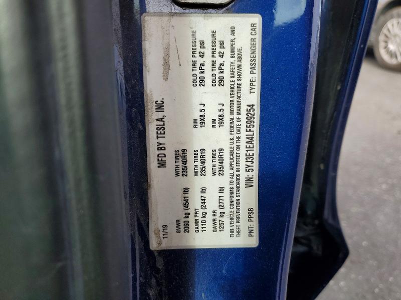Продажа на аукционе авто 2020 Tesla Model 3, vin: 5YJ3E1EA4LF599254, номер лота: 58818606