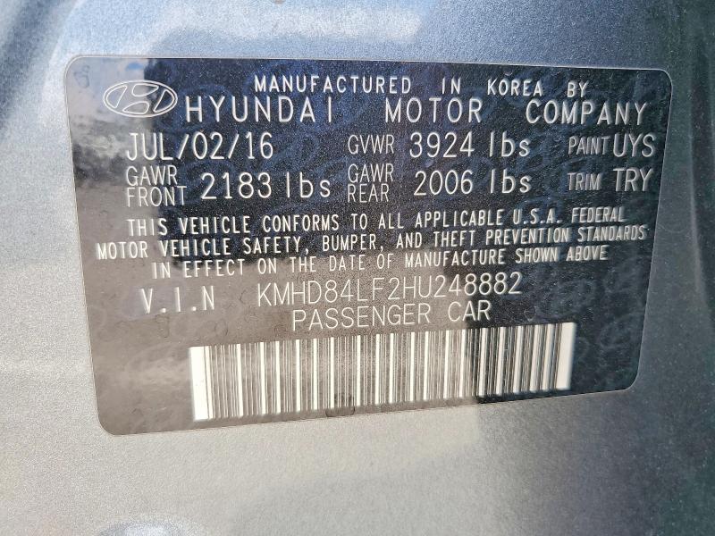 Aukcja sprzedaży 2017 Hyundai Elantra, vin: KMHD84LF2HU248882, numer aukcji: 61250546