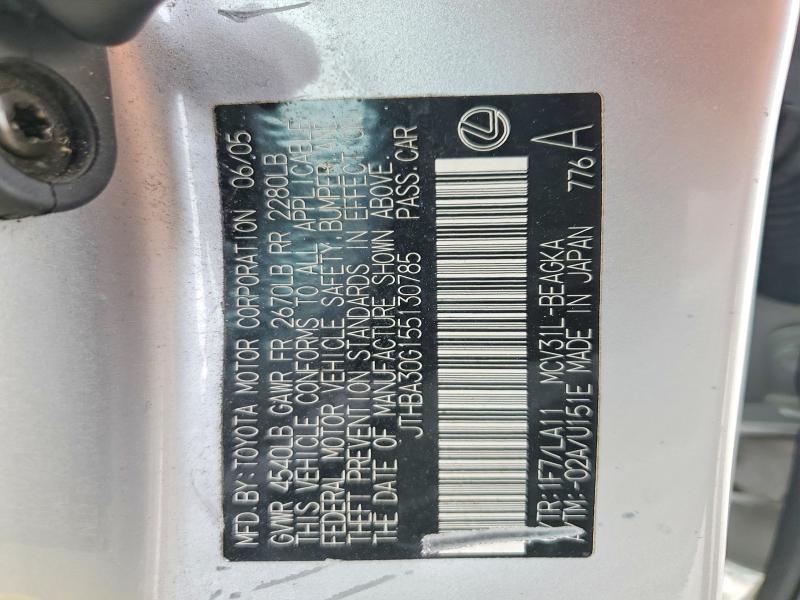 Продаж на аукціоні авто 2005 Lexus Es, vin: JTHBA30G155130785, номер лоту: 60955556