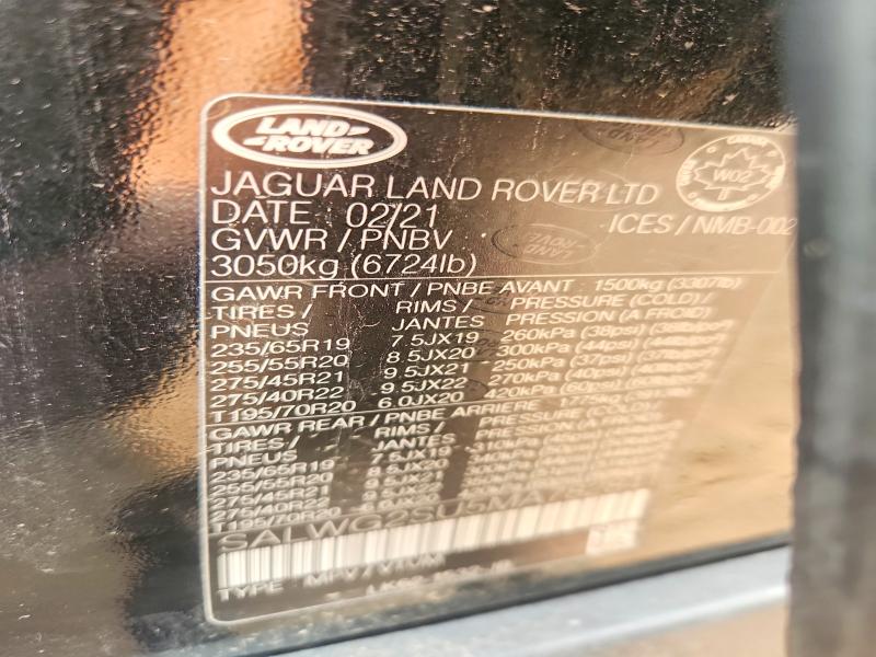 Продаж на аукціоні авто 2021 Land Rover Range Rover Sport, vin: SALWG2SU5MA782841, номер лоту: 61709246