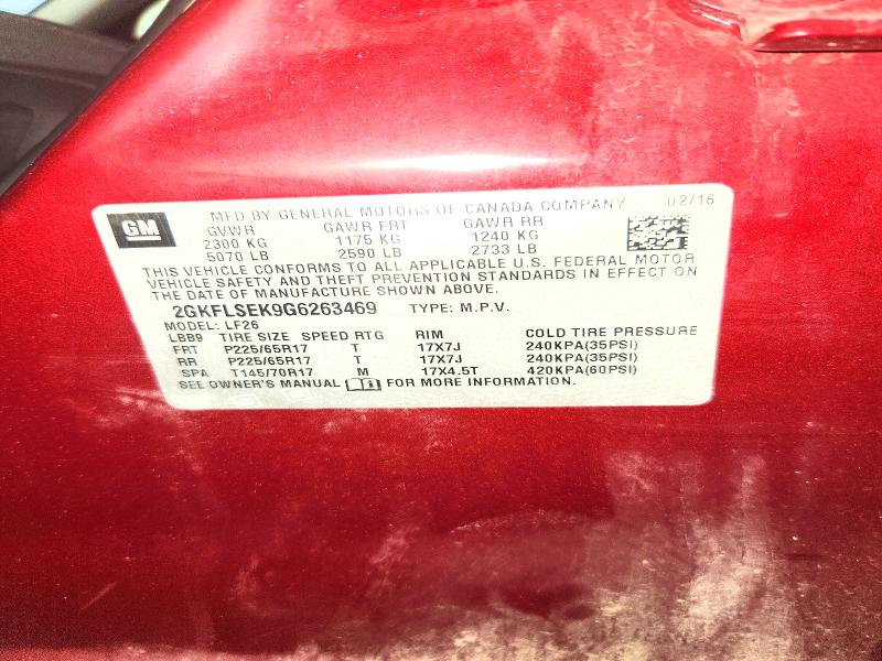 Продаж на аукціоні авто 2016 Gmc Terrain, vin: 2GKFLSEK9G6263469, номер лоту: 62531726