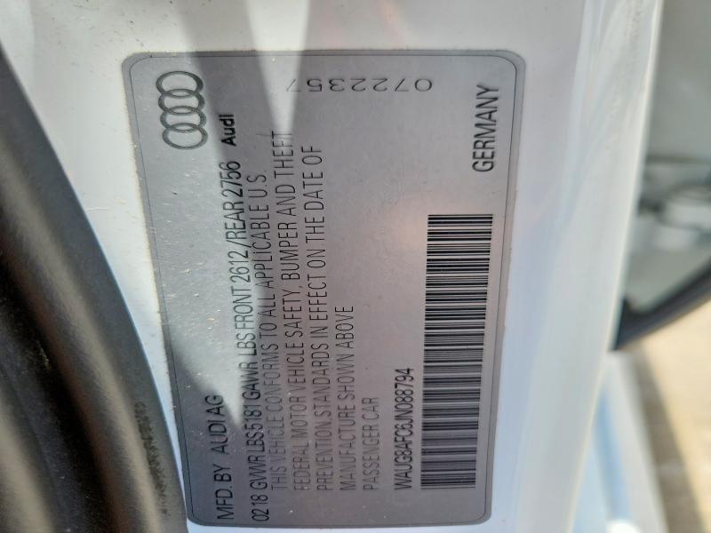 60654086 :رقم المزاد ، WAUG8AFC6JN088794 vin ، 2018 Audi A6 مزاد بيع