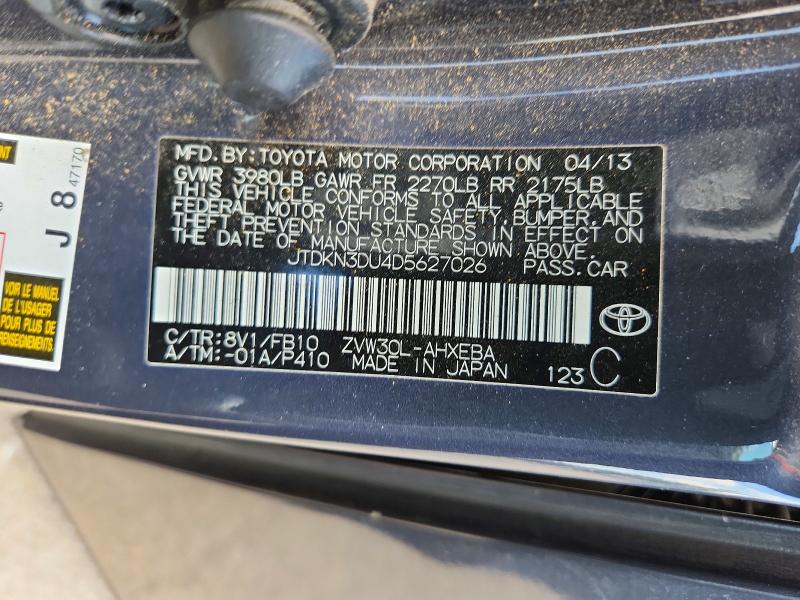 61155546 :رقم المزاد ، JTDKN3DU4D5627026 vin ، 2013 Toyota Prius مزاد بيع