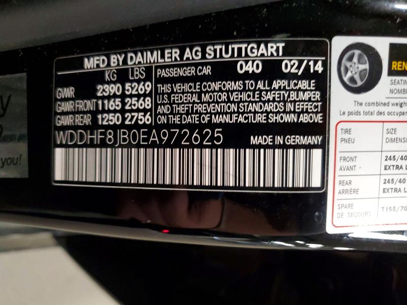 Aukcja sprzedaży 2014 Mercedes-benz E, vin: WDDHF8JB0EA972625, numer aukcji: 62580966