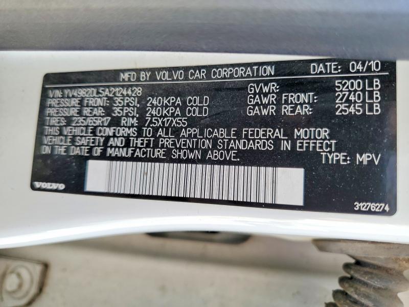 60990306 :رقم المزاد ، YV4982DL5A2124428 vin ، 2010 Volvo Xc60 مزاد بيع