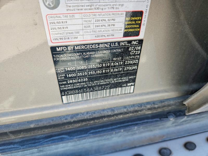Aukcja sprzedaży 2008 Mercedes-benz Ml, vin: 4JGBB86E58A388722, numer aukcji: 61207136