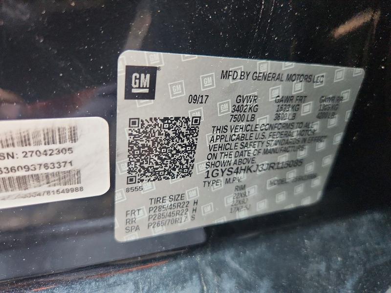 2018 Cad Escalade მანქანა იყიდება აუქციონზე, vin: 1GYS4HKJ3JR115085, აუქციონის ნომერი: 85609475
