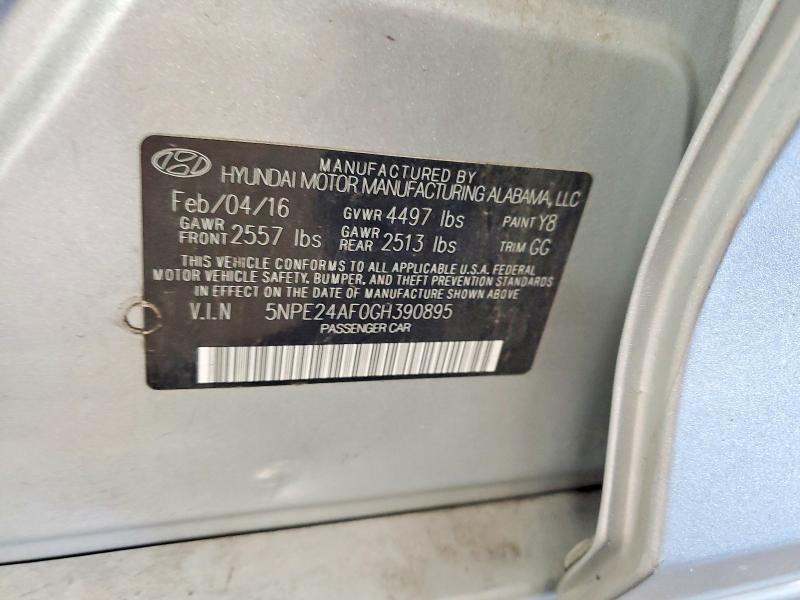 2016 Hyundai Sonata მანქანა იყიდება აუქციონზე, vin: 5NPE24AF0GH390895, აუქციონის ნომერი: 60762256