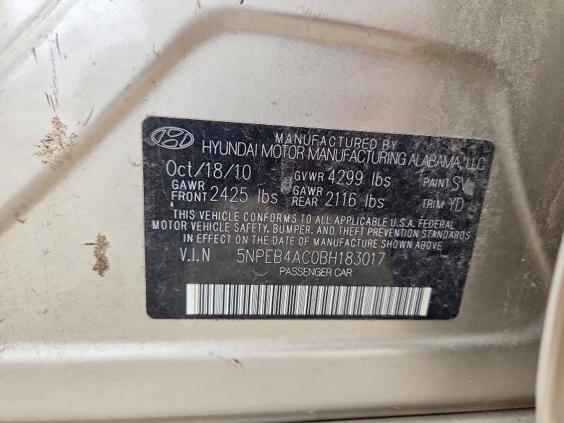 Aukcja sprzedaży 2011 Hyundai Sonata, vin: 5NPEB4AC0BH183017, numer aukcji: 60512876
