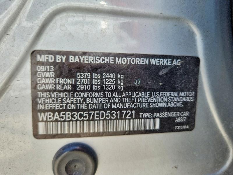 61756106 :رقم المزاد ، WBA5B3C57ED531721 vin ، 2014 Bmw 535 مزاد بيع