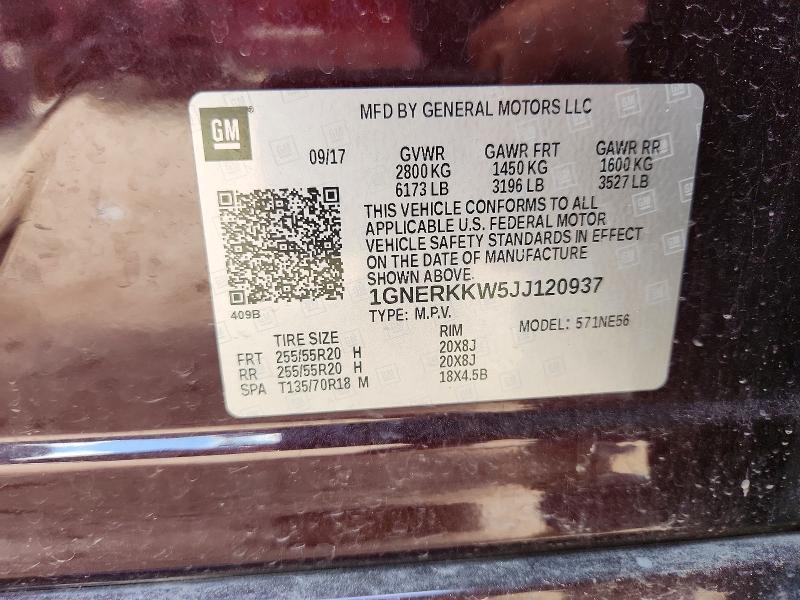 Продаж на аукціоні авто 2018 Chevrolet Traverse, vin: 1GNERKKW5JJ120937, номер лоту: 59860926
