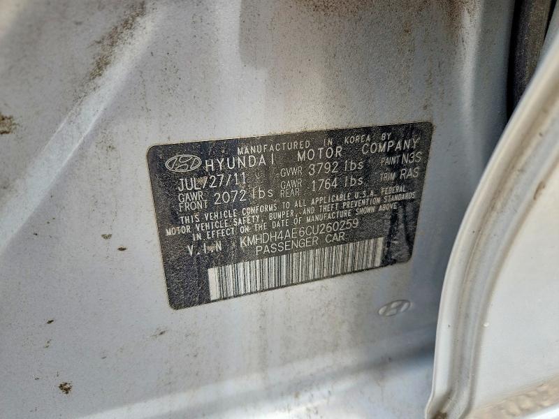 Продаж на аукціоні авто 2012 Hyundai Elantra, vin: KMHDH4AE6CU260259, номер лоту: 60289486