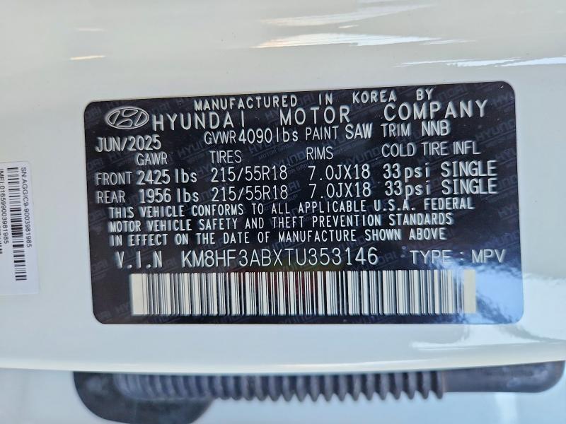 61817236 :رقم المزاد ، KM8HF3ABXTU353146 vin ، 2026 Hyundai Kona مزاد بيع