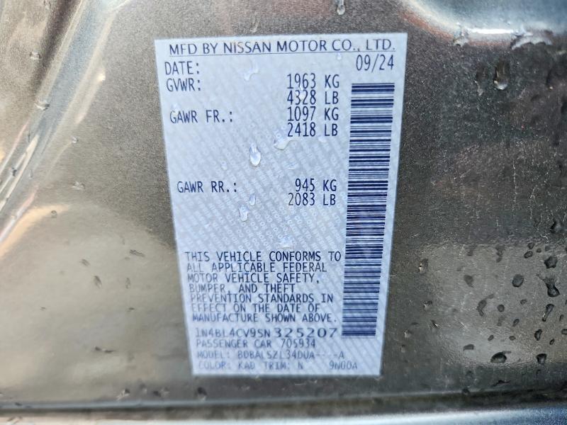 Aukcja sprzedaży 2025 Nissan Altima, vin: 1N4BL4CV9SN325207, numer aukcji: 61997516