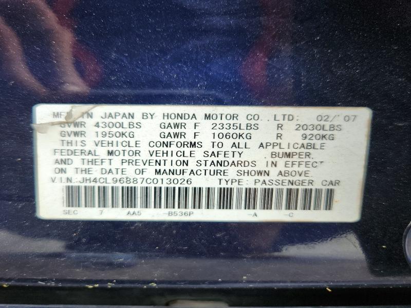 Aukcja sprzedaży 2007 Acura Tsx, vin: JH4CL96887C013026, numer aukcji: 62615026