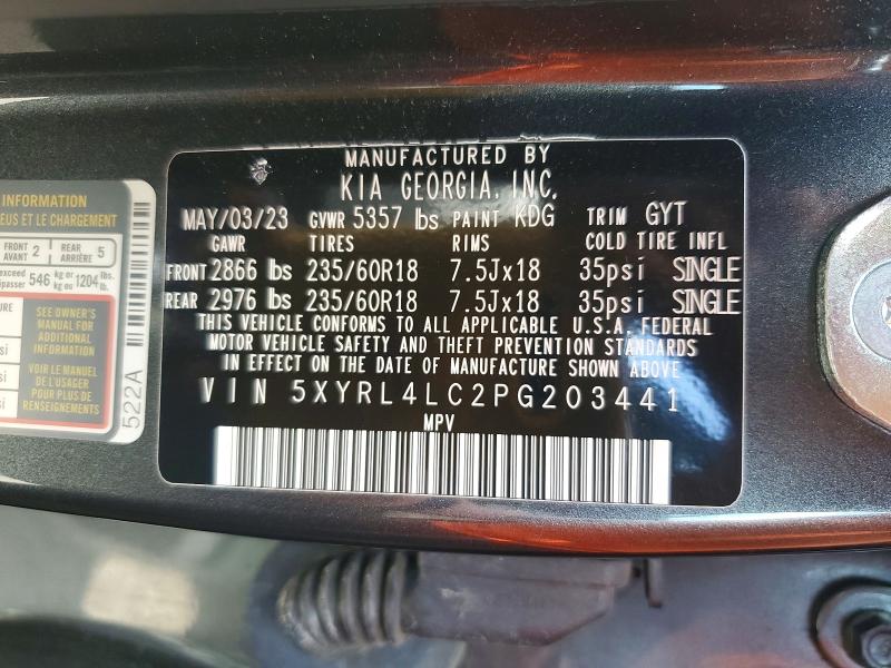 Aukcja sprzedaży 2023 Kia Sorento, vin: 5XYRL4LC2PG203441, numer aukcji: 60607916