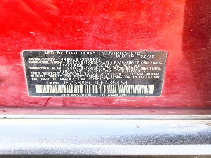 Продаж на аукціоні авто 2012 Subaru Forester, vin: JF2SHAEC7CH435454, номер лоту: 61210226