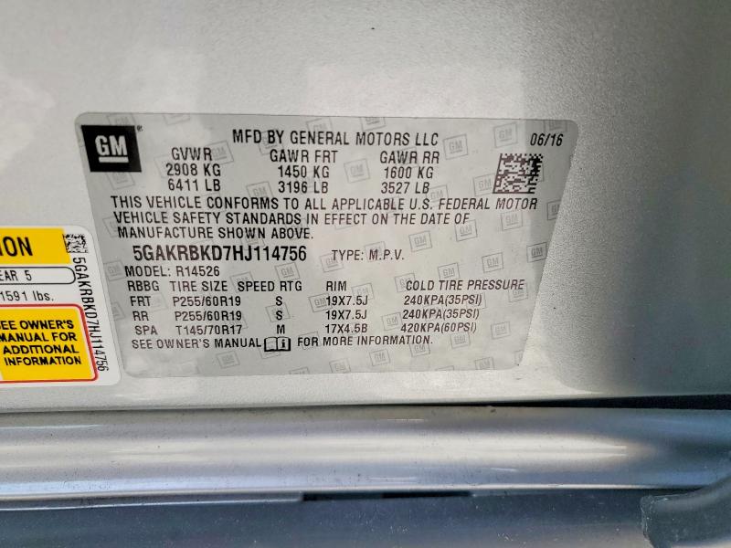 Продаж на аукціоні авто 2017 Buick Enclave, vin: 5GAKRBKD7HJ114756, номер лоту: 61390206