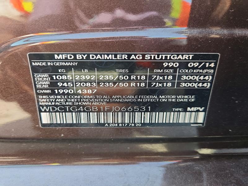 Продажа на аукционе авто 2015 Mercedes-benz Gla, vin: WDCTG4GB1FJ066531, номер лота: 61559426