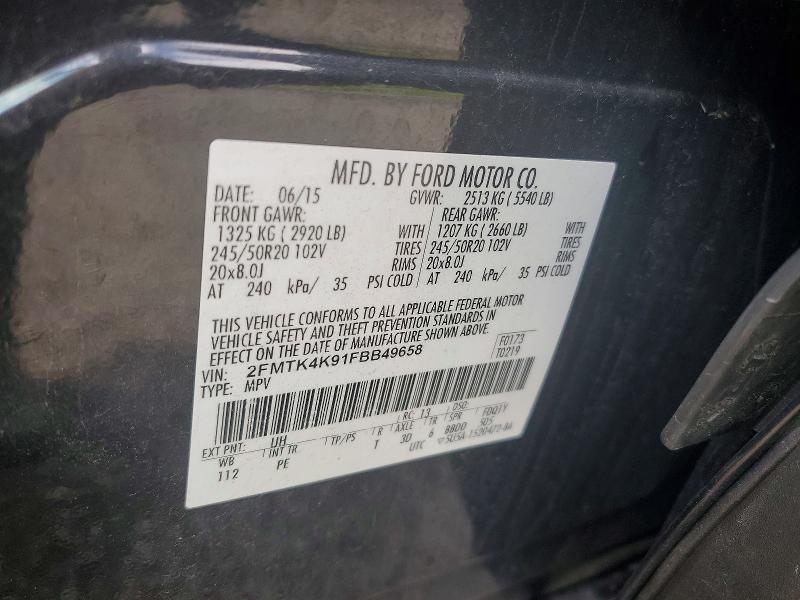 2015 Ford Edge მანქანა იყიდება აუქციონზე, vin: 2FMTK4K91FBB49658, აუქციონის ნომერი: 63179306