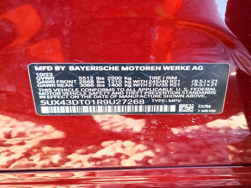 Aukcja sprzedaży 2024 Bmw X4, vin: 5UX43DT01R9U27268, numer aukcji: 60487826