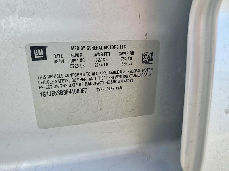 Aukcja sprzedaży 2015 Chevrolet Sonic, vin: 1G1JE6SB8F4100087, numer aukcji: 59258926