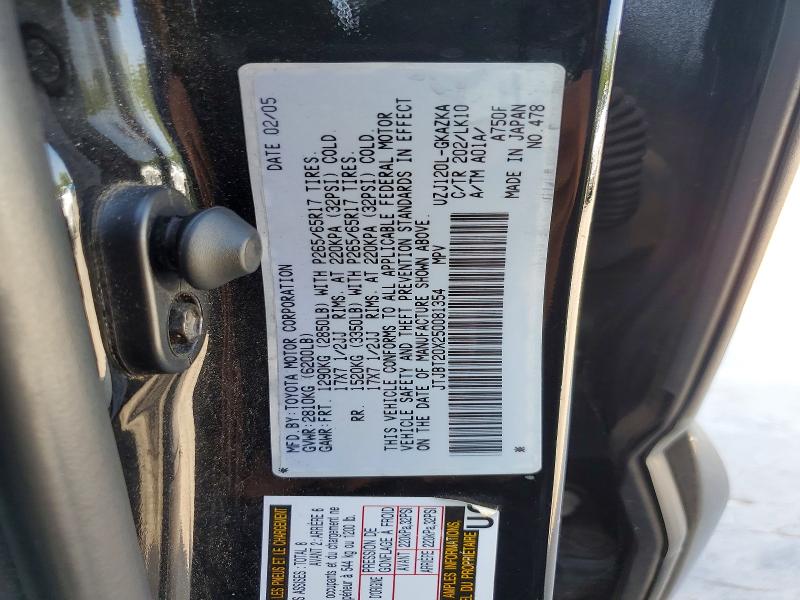 Продажа на аукционе авто 2005 Lexus Gx, vin: JTJBT20X250081354, номер лота: 61948366