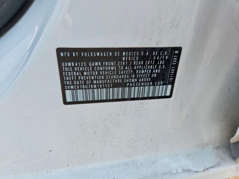 62679466 :رقم المزاد ، 3VWC57BU7KM191131 vin ، 2019 Volkswagen Jetta مزاد بيع