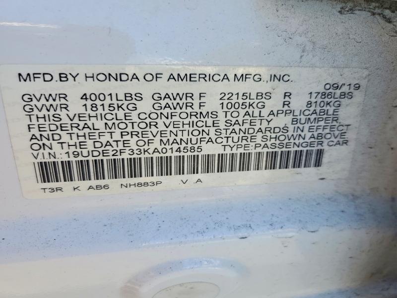 2019 Acura Ilx მანქანა იყიდება აუქციონზე, vin: 19UDE2F33KA014585, აუქციონის ნომერი: 60432416
