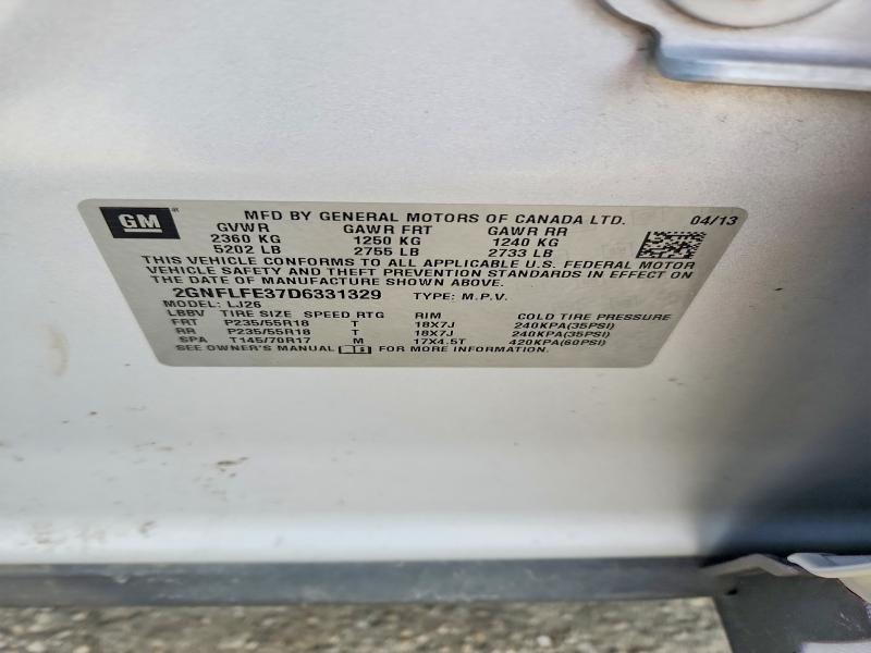 Продаж на аукціоні авто 2013 Chevrolet Equinox, vin: 2GNFLFE37D6331329, номер лоту: 60779416