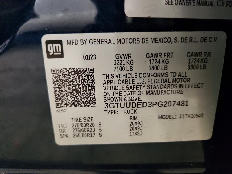 60047546 :رقم المزاد ، 3GTUUDED3PG207481 vin ، 2023 Gmc Sierra مزاد بيع