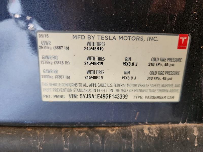 Продажа на аукционе авто 2016 Tesla Model S, vin: 5YJSA1E49GF143399, номер лота: 63242736