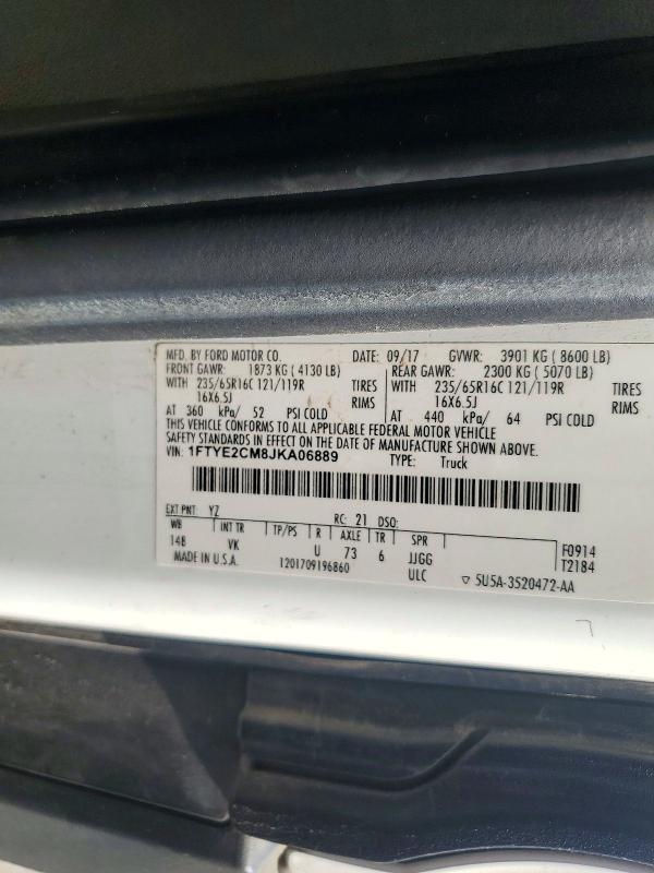 Aukcja sprzedaży 2018 Ford Transit, vin: 1FTYE2CM8JKA06889, numer aukcji: 62265856