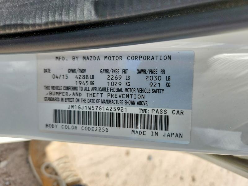 Aukcja sprzedaży 2016 Mazda 6, vin: JM1GJ1W57G1425921, numer aukcji: 59903586